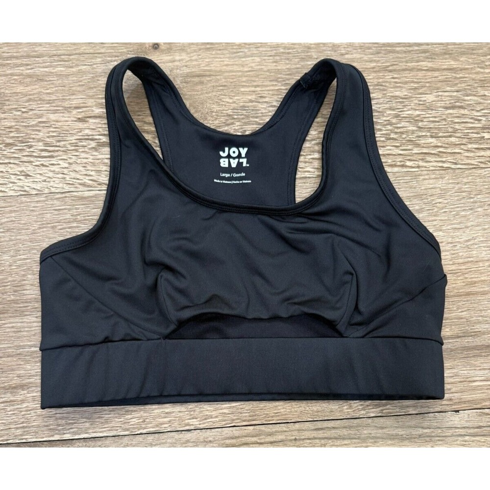 Joy Lab Size Large Black Cut Out Sports Athletic Yoga Bra